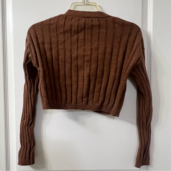 Abound Brown Ribbed Cropped Cardigan - Picture 3 of 3